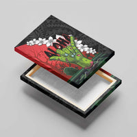 Hawaiian Halloween Canvas Wall Art Horror Shaka Hand with Plumeria and Polynesian Tattoo Blood Color LT03 - Polynesian Pride