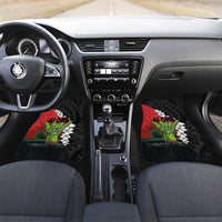 Hawaiian Halloween Car Mats Horror Shaka Hand with Plumeria and Polynesian Tattoo Blood Color LT03 Set 2pcs - Front Red - Polynesian Pride