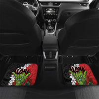 Hawaiian Halloween Car Mats Horror Shaka Hand with Plumeria and Polynesian Tattoo Blood Color LT03 Set 2pcs - Back Red - Polynesian Pride