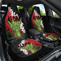 Hawaiian Halloween Car Seat Cover Horror Shaka Hand with Plumeria and Polynesian Tattoo Blood Color LT03 One Size Red - Polynesian Pride