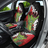 Hawaiian Halloween Car Seat Cover Horror Shaka Hand with Plumeria and Polynesian Tattoo Blood Color LT03 - Polynesian Pride