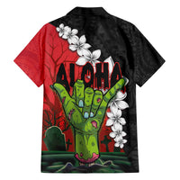 Hawaiian Halloween Family Matching Puletasi and Hawaiian Shirt Horror Shaka Hand with Plumeria and Polynesian Tattoo Blood Color LT03 - Polynesian Pride