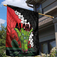 Hawaiian Halloween Garden Flag Horror Shaka Hand with Plumeria and Polynesian Tattoo Blood Color LT03 - Polynesian Pride