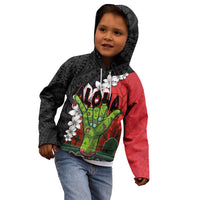 Hawaiian Halloween Kid Hoodie Horror Shaka Hand with Plumeria and Polynesian Tattoo Blood Color LT03 - Polynesian Pride