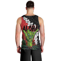 Hawaiian Halloween Men Tank Top Horror Shaka Hand with Plumeria and Polynesian Tattoo Blood Color LT03 - Polynesian Pride