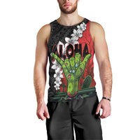 Hawaiian Halloween Men Tank Top Horror Shaka Hand with Plumeria and Polynesian Tattoo Blood Color LT03 - Polynesian Pride