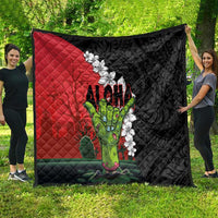 Hawaiian Halloween Quilt Horror Shaka Hand with Plumeria and Polynesian Tattoo Blood Color LT03 - Polynesian Pride