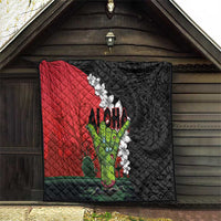 Hawaiian Halloween Quilt Horror Shaka Hand with Plumeria and Polynesian Tattoo Blood Color LT03 - Polynesian Pride