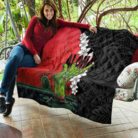 Hawaiian Halloween Quilt Horror Shaka Hand with Plumeria and Polynesian Tattoo Blood Color LT03 - Polynesian Pride