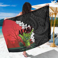 Hawaiian Halloween Sarong Horror Shaka Hand with Plumeria and Polynesian Tattoo Blood Color LT03 One Size 44 x 66 inches Red - Polynesian Pride