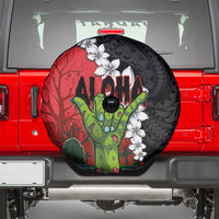 Hawaiian Halloween Spare Tire Cover Horror Shaka Hand with Plumeria and Polynesian Tattoo Blood Color LT03 - Polynesian Pride