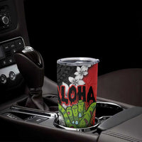 Hawaiian Halloween Tumbler Cup Horror Shaka Hand with Plumeria and Polynesian Tattoo Blood Color LT03 - Polynesian Pride