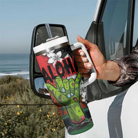 Hawaiian Halloween Tumbler With Handle Horror Shaka Hand with Plumeria and Polynesian Tattoo Blood Color LT03 - Polynesian Pride