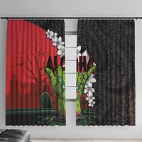 Hawaiian Halloween Window Curtain Horror Shaka Hand with Plumeria and Polynesian Tattoo Blood Color LT03 With Hooks Red - Polynesian Pride