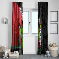 Hawaiian Halloween Window Curtain Horror Shaka Hand with Plumeria and Polynesian Tattoo Blood Color LT03 - Polynesian Pride