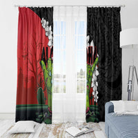 Hawaiian Halloween Window Curtain Horror Shaka Hand with Plumeria and Polynesian Tattoo Blood Color LT03 - Polynesian Pride