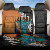 Hawaiian Halloween Back Car Seat Cover Horror Shaka Hand with Plumeria and Polynesian Tattoo Autumn Color LT03 One Size Orange - Polynesian Pride