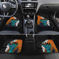 Hawaiian Halloween Car Mats Horror Shaka Hand with Plumeria and Polynesian Tattoo Autumn Color LT03 Set 4pcs Orange - Polynesian Pride