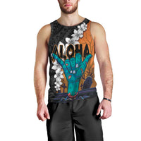 Hawaiian Halloween Men Tank Top Horror Shaka Hand with Plumeria and Polynesian Tattoo Autumn Color LT03 - Polynesian Pride