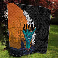 Hawaiian Halloween Quilt Horror Shaka Hand with Plumeria and Polynesian Tattoo Autumn Color LT03 - Polynesian Pride