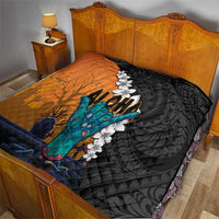 Hawaiian Halloween Quilt Horror Shaka Hand with Plumeria and Polynesian Tattoo Autumn Color LT03 - Polynesian Pride