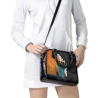 Hawaiian Halloween Shoulder Handbag Horror Shaka Hand with Plumeria and Polynesian Tattoo Autumn Color LT03 - Polynesian Pride