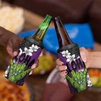 Hawaiian Halloween 4 in 1 Can Cooler Tumbler Horror Shaka Hand with Plumeria and Polynesian Tattoo Midnight Color LT03 - Polynesian Pride