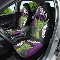 Hawaiian Halloween Car Seat Cover Horror Shaka Hand with Plumeria and Polynesian Tattoo Midnight Color LT03 - Polynesian Pride