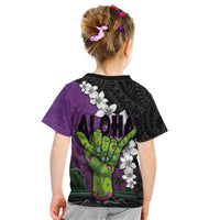 Hawaiian Halloween Kid T Shirt Horror Shaka Hand with Plumeria and Polynesian Tattoo Midnight Color LT03 - Polynesian Pride