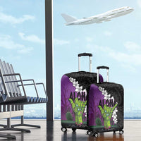 Hawaiian Halloween Luggage Cover Horror Shaka Hand with Plumeria and Polynesian Tattoo Midnight Color LT03 - Polynesian Pride