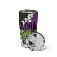 Hawaiian Halloween Tumbler Cup Horror Shaka Hand with Plumeria and Polynesian Tattoo Midnight Color LT03 - Polynesian Pride