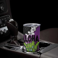 Hawaiian Halloween Tumbler Cup Horror Shaka Hand with Plumeria and Polynesian Tattoo Midnight Color LT03 - Polynesian Pride