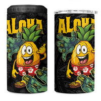 Hawaiian Halloween 4 in 1 Can Cooler Tumbler Aloha Pinapple with Mysterious Hands and Polynesian Tribal Tattoo LT03 One Size: 16 oz Black - Polynesian Pride