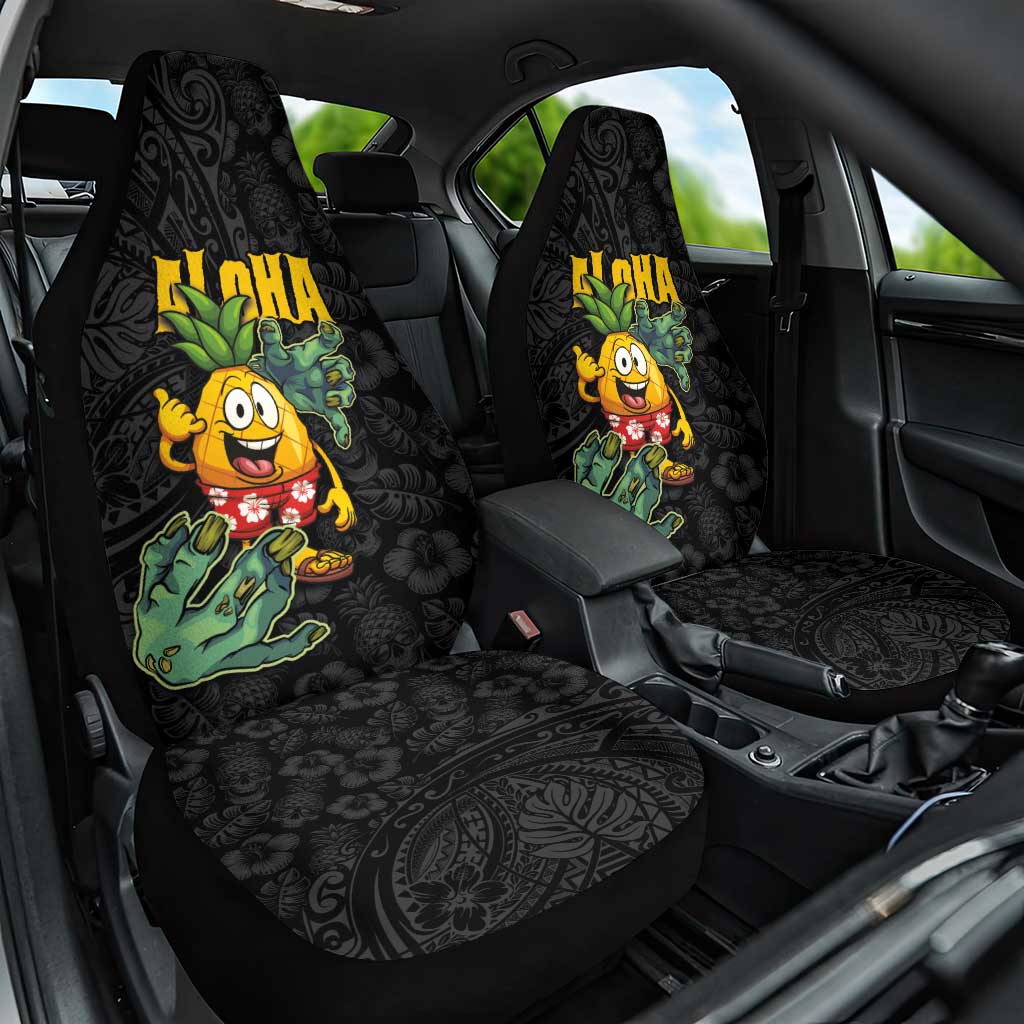 Hawaiian Halloween Car Seat Cover Aloha Pinapple with Mysterious Hands and Polynesian Tribal Tattoo LT03 One Size Black - Polynesian Pride