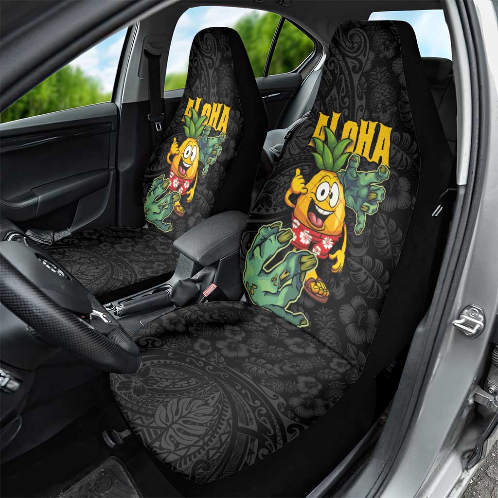 Hawaiian Halloween Car Seat Cover Aloha Pinapple with Mysterious Hands and Polynesian Tribal Tattoo LT03 - Polynesian Pride