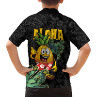 Hawaiian Halloween Family Matching Off The Shoulder Long Sleeve Dress and Hawaiian Shirt Aloha Pinapple with Mysterious Hands and Polynesian Tribal Tattoo LT03 - Polynesian Pride