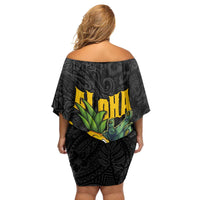 Hawaiian Halloween Family Matching Off Shoulder Short Dress and Hawaiian Shirt Aloha Pinapple with Mysterious Hands and Polynesian Tribal Tattoo LT03 - Polynesian Pride