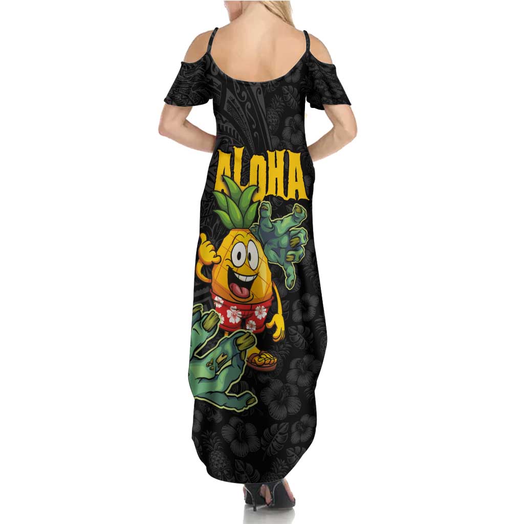 Hawaiian Halloween Family Matching Summer Maxi Dress and Hawaiian Shirt Aloha Pinapple with Mysterious Hands and Polynesian Tribal Tattoo LT03 - Polynesian Pride