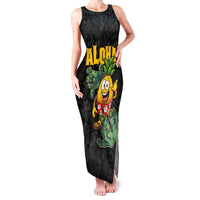 Hawaiian Halloween Family Matching Tank Maxi Dress and Hawaiian Shirt Aloha Pinapple with Mysterious Hands and Polynesian Tribal Tattoo LT03 Mom's Dress Black - Polynesian Pride