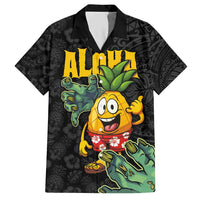 Hawaiian Halloween Hawaiian Shirt Aloha Pinapple with Mysterious Hands and Polynesian Tribal Tattoo LT03 Black - Polynesian Pride