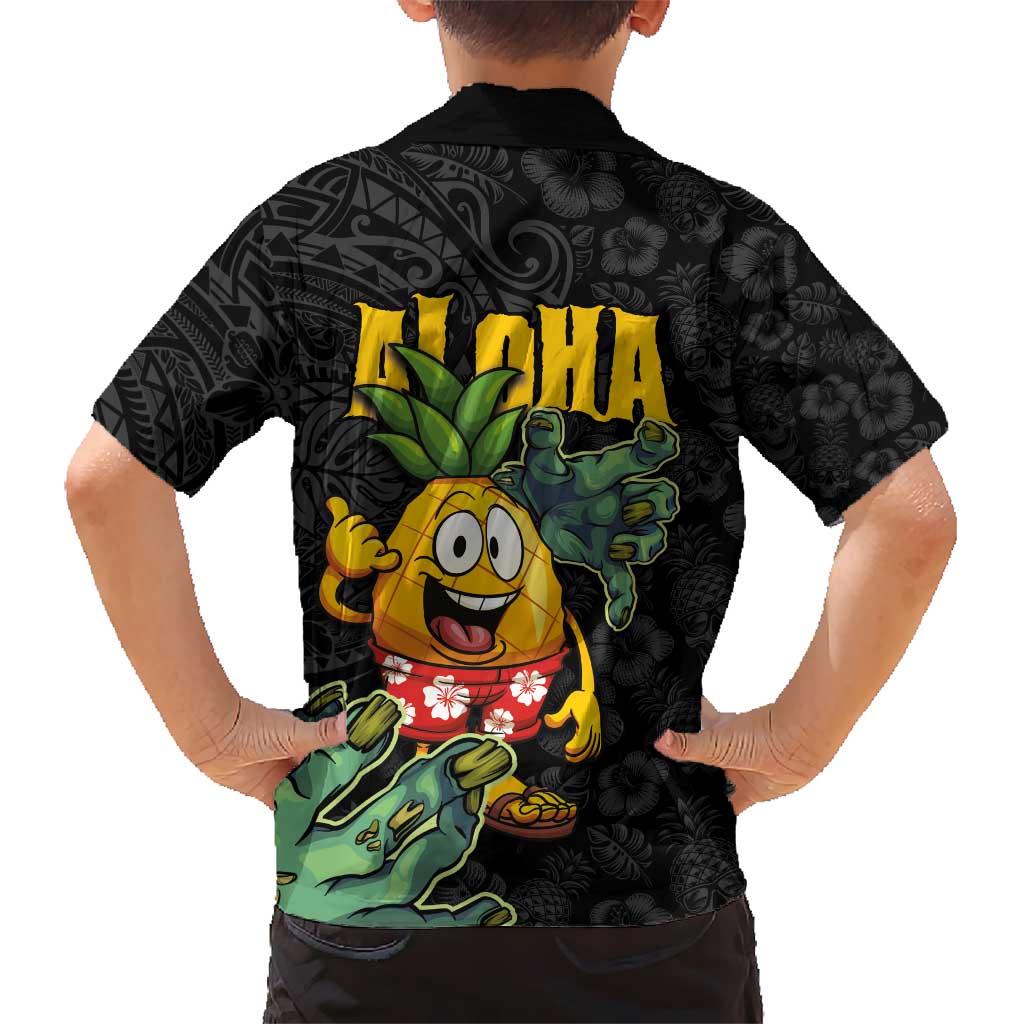Hawaiian Halloween Hawaiian Shirt Aloha Pinapple with Mysterious Hands and Polynesian Tribal Tattoo LT03 - Polynesian Pride