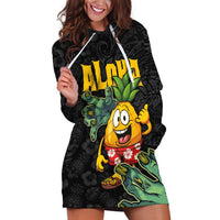 Hawaiian Halloween Hoodie Dress Aloha Pinapple with Mysterious Hands and Polynesian Tribal Tattoo LT03 Black - Polynesian Pride