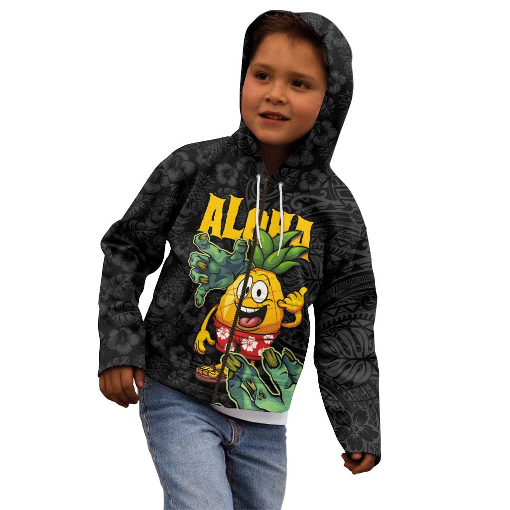 Hawaiian Halloween Kid Hoodie Aloha Pinapple with Mysterious Hands and Polynesian Tribal Tattoo LT03 - Polynesian Pride