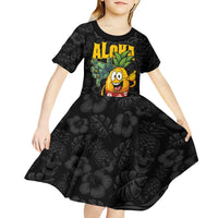 Hawaiian Halloween Kid Short Sleeve Dress Aloha Pinapple with Mysterious Hands and Polynesian Tribal Tattoo LT03 - Polynesian Pride