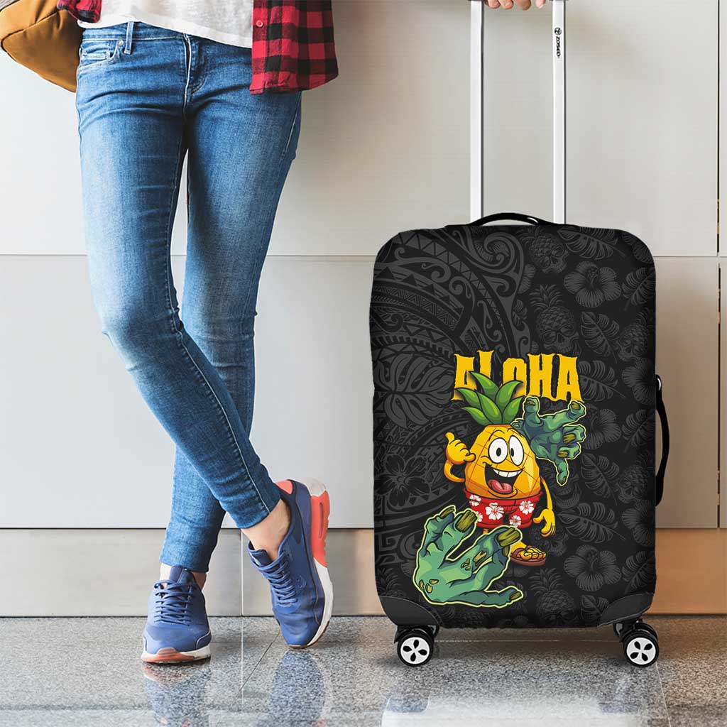 Hawaiian Halloween Luggage Cover Aloha Pinapple with Mysterious Hands and Polynesian Tribal Tattoo LT03 - Polynesian Pride