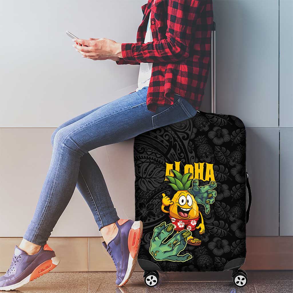 Hawaiian Halloween Luggage Cover Aloha Pinapple with Mysterious Hands and Polynesian Tribal Tattoo LT03 - Polynesian Pride