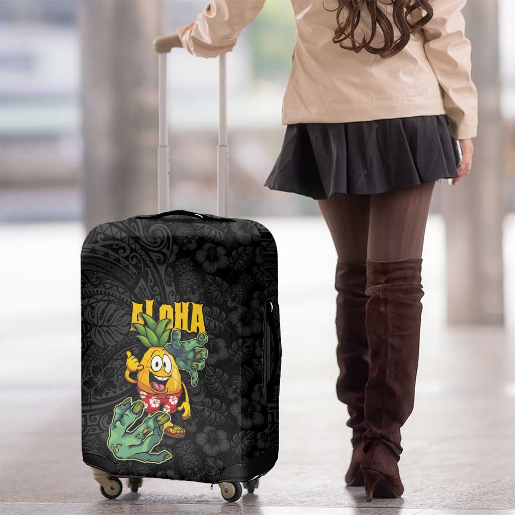 Hawaiian Halloween Luggage Cover Aloha Pinapple with Mysterious Hands and Polynesian Tribal Tattoo LT03 - Polynesian Pride