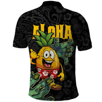 Hawaiian Halloween Polo Shirt Aloha Pinapple with Mysterious Hands and Polynesian Tribal Tattoo LT03 - Polynesian Pride