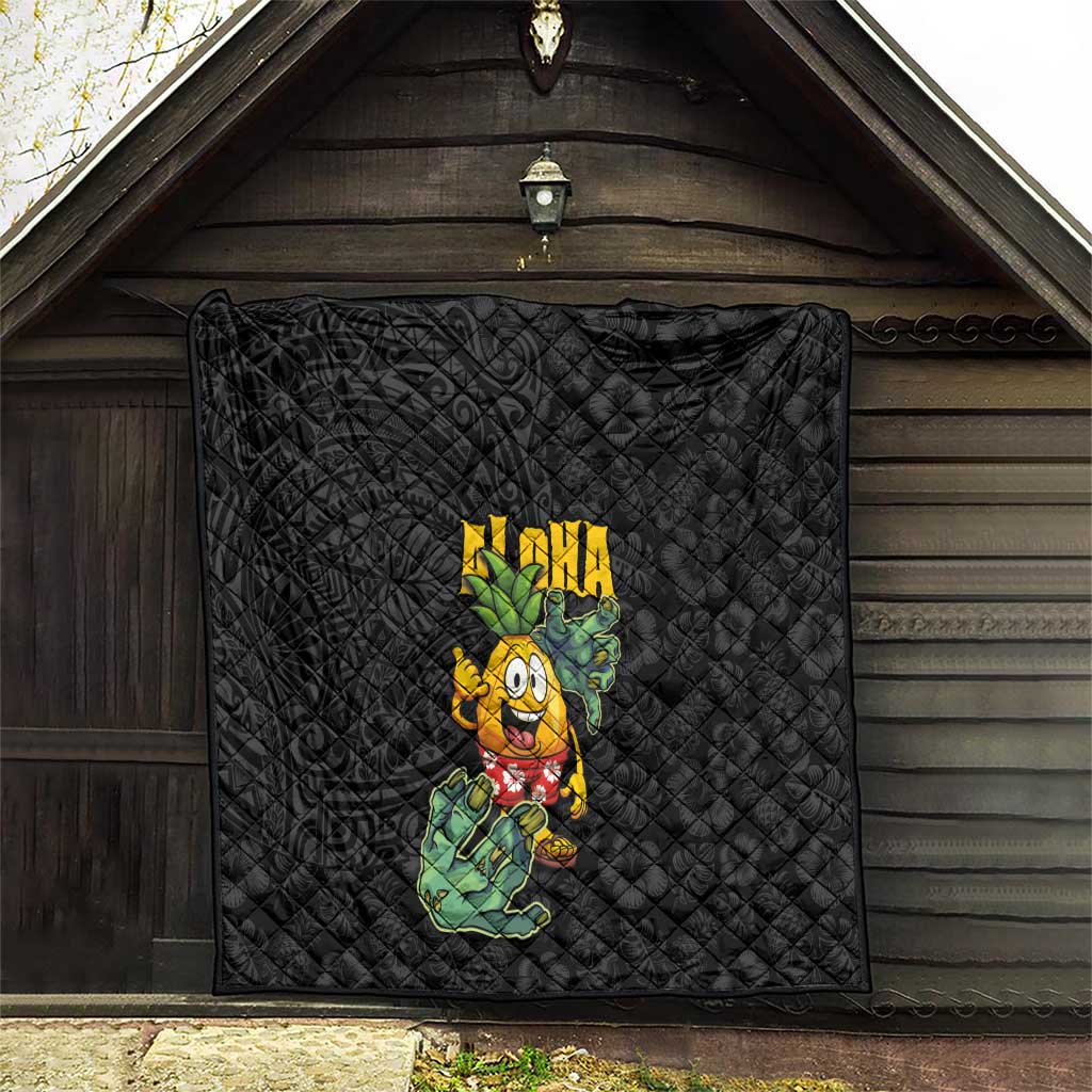 Hawaiian Halloween Quilt Aloha Pinapple with Mysterious Hands and Polynesian Tribal Tattoo LT03 - Polynesian Pride