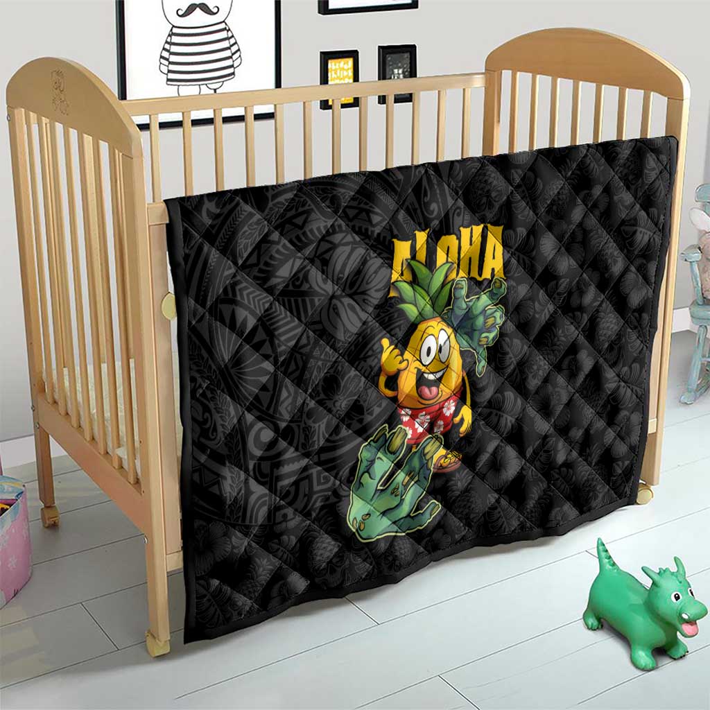 Hawaiian Halloween Quilt Aloha Pinapple with Mysterious Hands and Polynesian Tribal Tattoo LT03 - Polynesian Pride